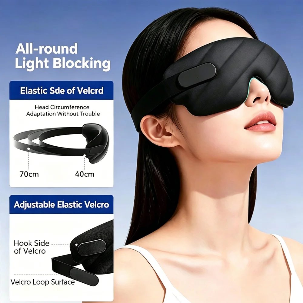 3D Printing Mask - 3D形状のアイマスク、カップ型、凹型成形、夜間用、遮光、男女兼用、目に優しい、圧迫感ゼロ