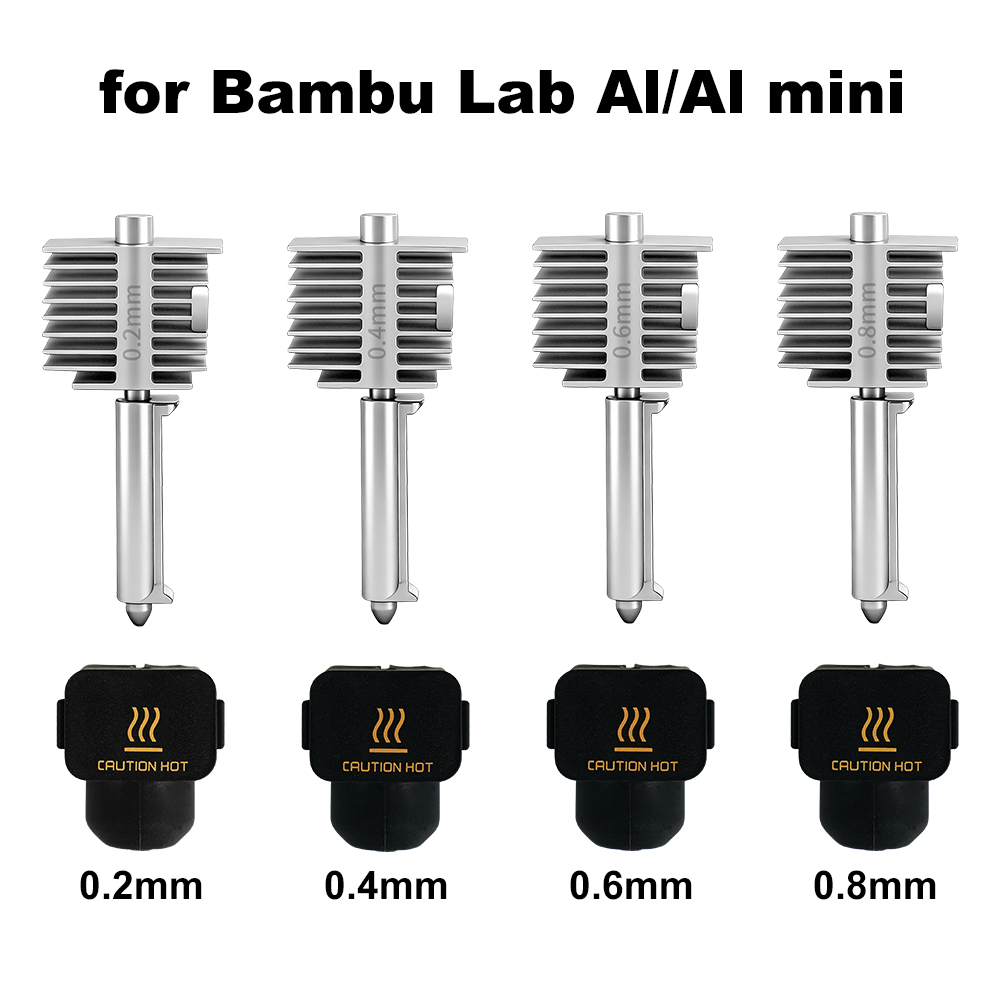 3D Printing Bambu Lab - 3D プリントアクセサリー A1/A1 ミニ統合ノズルホットエンドキットステンレス鋼 0.2/0.4/0.6/0.8 ミリメートル