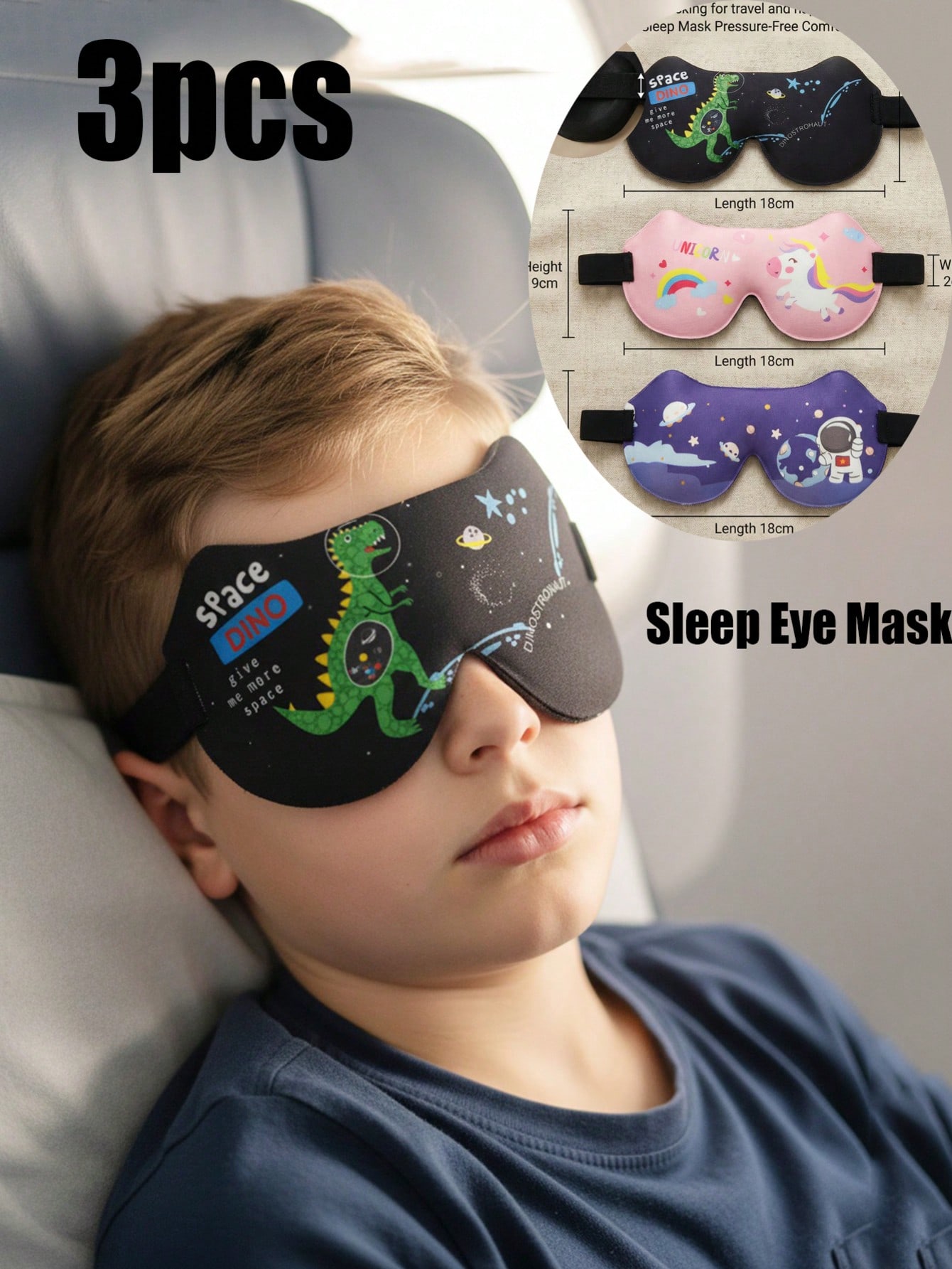 3 個子供大人用 3D ステレオ睡眠アイマスク恐竜ユニコーン - 3D Printing Mask のレビューと価格