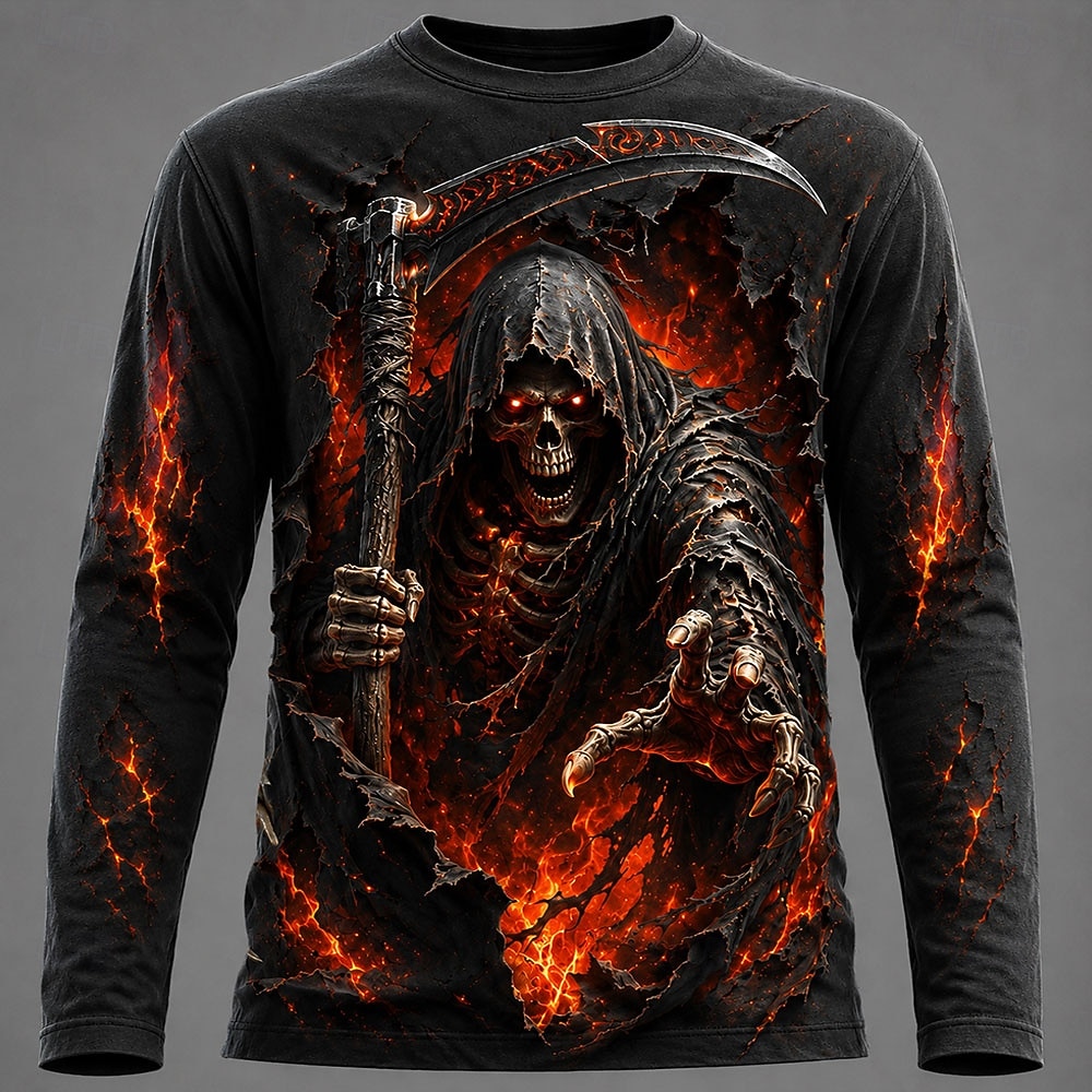 ハロウィン男性 3D グラフィックプリント長袖 Tシャツゴシ - 3D Printing Custom のレビューと価格